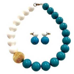 Vintage 80’s Chunky Beaded Necklace and Earrings Set